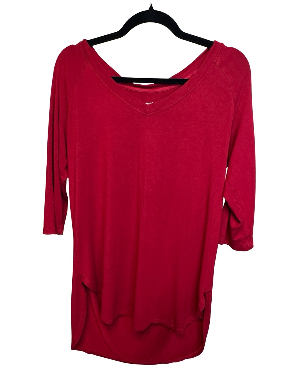 Women's Red V-Neck Tunic Top